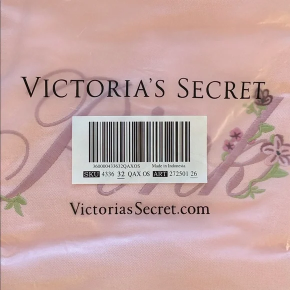 Victoria’s Secret PINK Pink Canvas Floral Embroidered Tote Bag Zip Top 1 Pocket - Picture 5 of 11